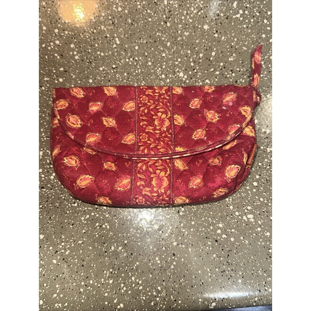 MAGGIB Quilted Makeup Cosmetic Bag Travel Pouch Red Floral‎